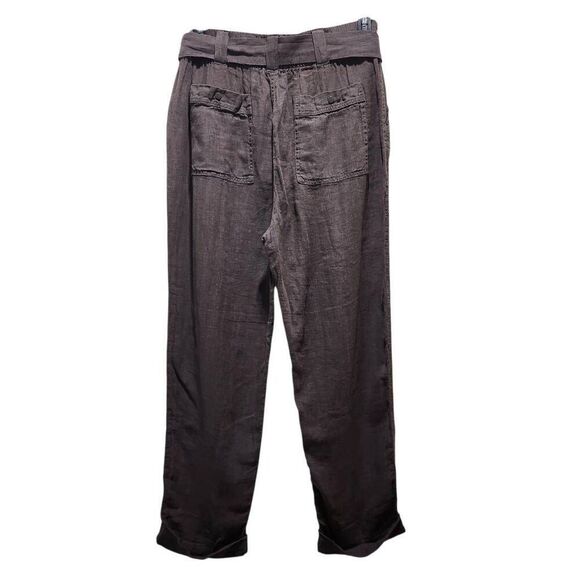 Tahari linen pants belted gray cuffed ankle size XL patch pocket - Picture 3 of 6